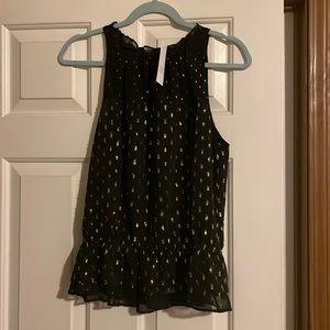 Black and gold sleeveless blouse